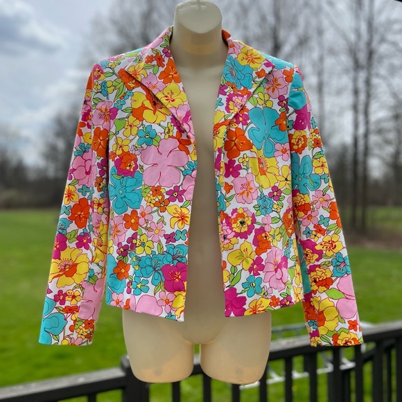 HARVE BENARD BY BENARD HOLTZMAN VIBRANT FLORAL JACKET BLAZER SIZE 10 PETITES - Picture 13 of 15